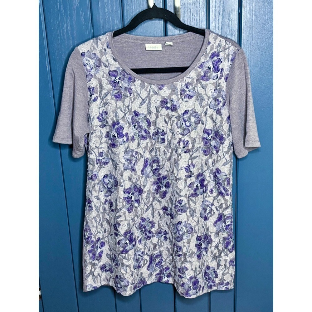 Logo Lounge Smoky Lavender Purple Floral Lace Shirt Small Cottage Fairy Core
